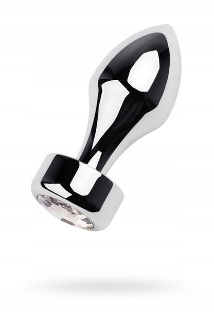 2-Silver anal plug TOYFA Metal with white round-shaped gem-2