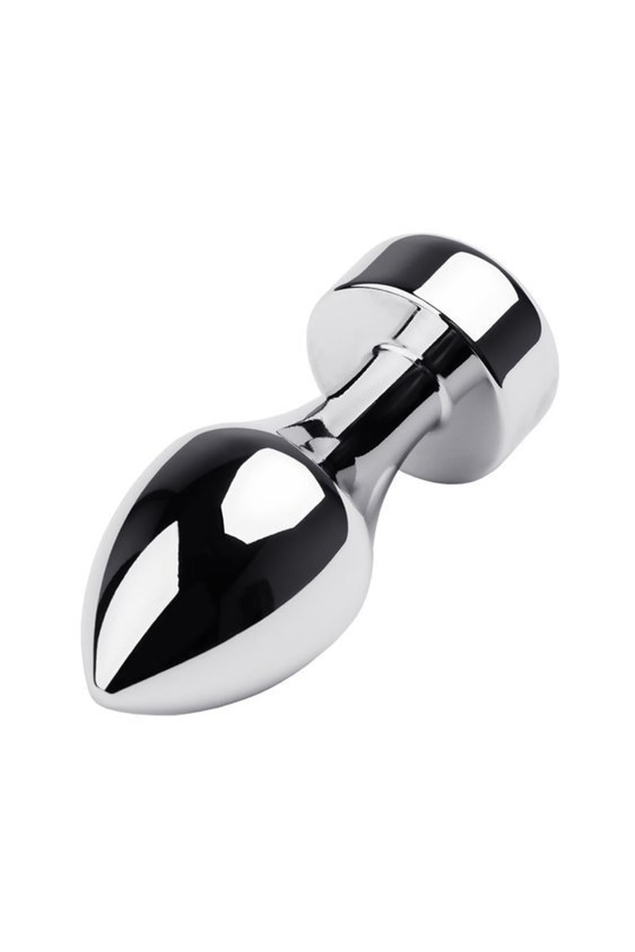 2-Silver anal plug TOYFA Metal with black round-shaped gem, length 8,2 cm, diameter 2,5-3,8 cm, weight 210 gr-2
