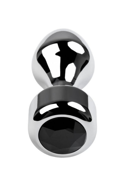 3-Silver anal plug TOYFA Metal with black round-shaped gem, length 8,2 cm, diameter 2,5-3,8 cm, weight 210 gr-3