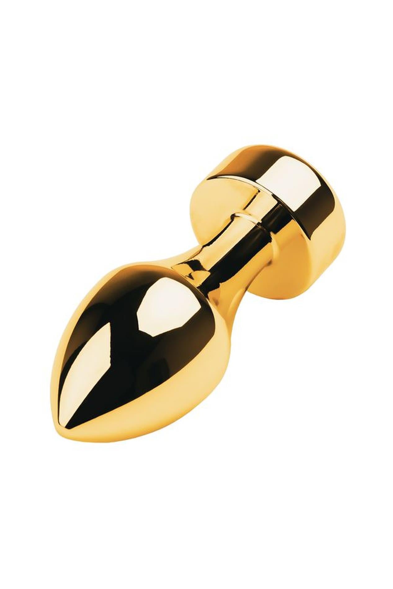 3-Gold anal plug TOYFA Metal with white round-shaped gem , length 7 cm, diameter 2-3,5 cm, weight 140 gr-3