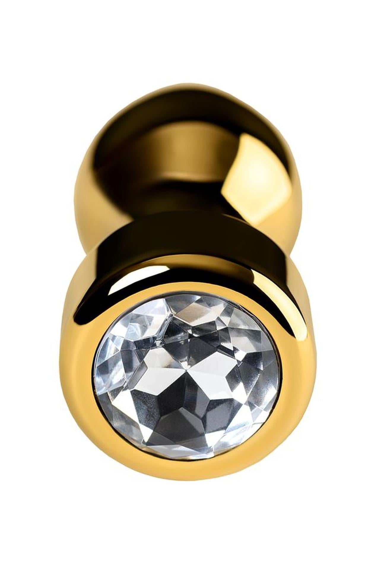 4-Gold anal plug TOYFA Metal with white round-shaped gem , length 7 cm, diameter 2-3,5 cm, weight 140 gr-4