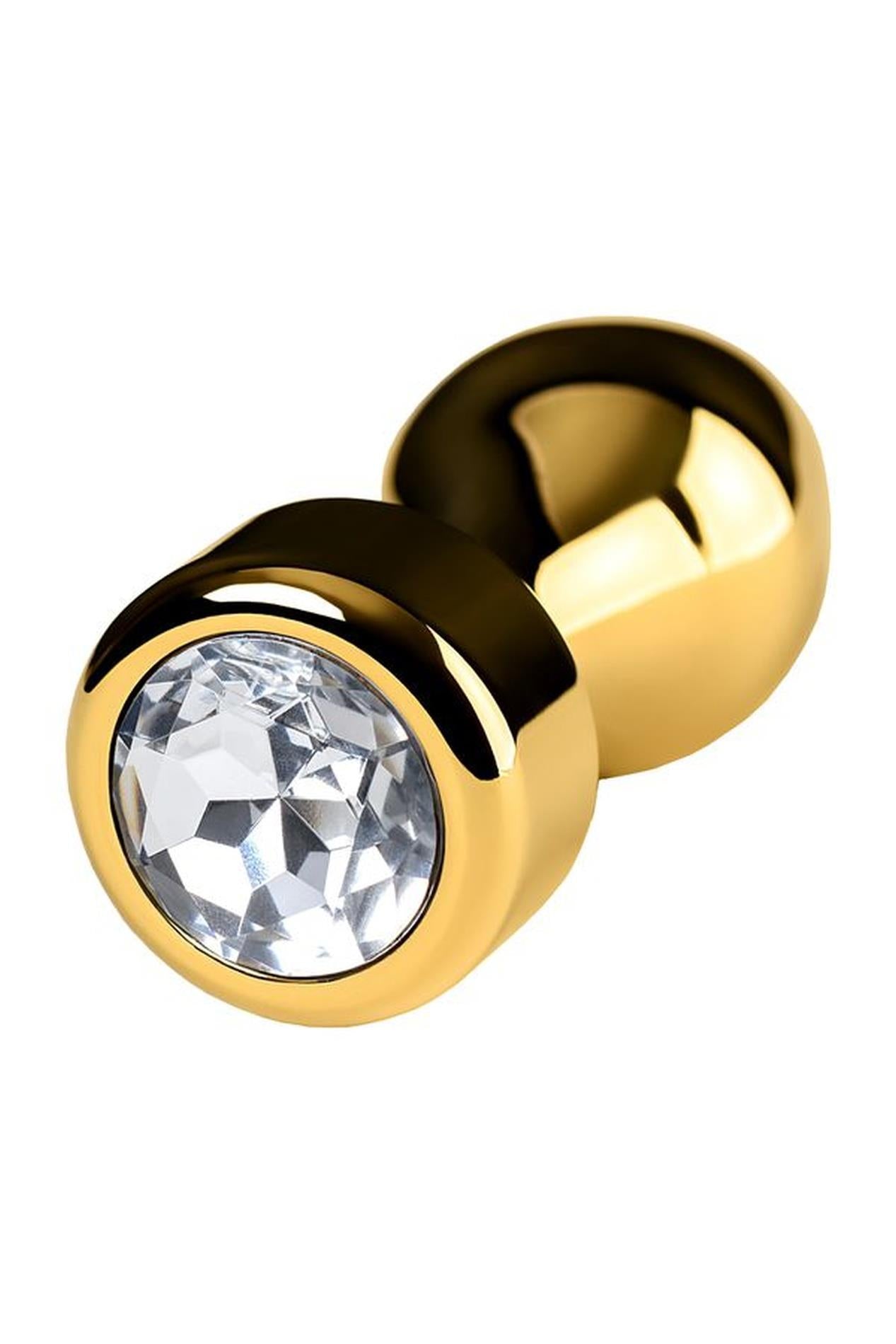 5-Gold anal plug TOYFA Metal with white round-shaped gem , length 7 cm, diameter 2-3,5 cm, weight 140 gr-5