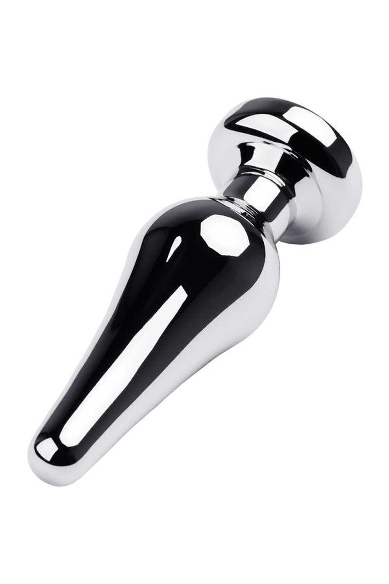 3-Silver anal plug TOYFA Metal with white round-shaped gem, length 9 cm, diameter 1,5-4 cm, weight 205 gr-3