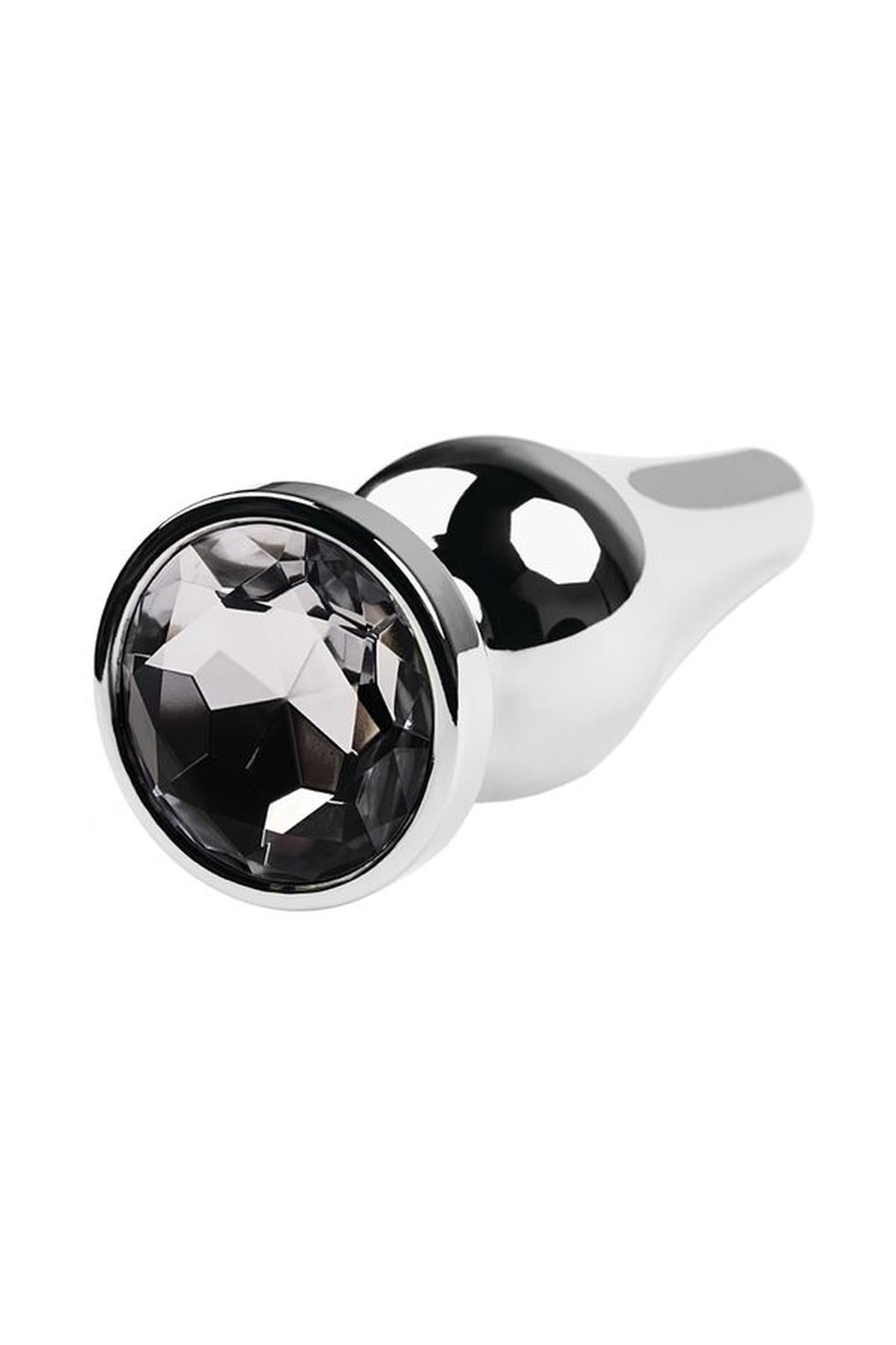 4-Silver anal plug TOYFA Metal with white round-shaped gem, length 9 cm, diameter 1,5-4 cm, weight 205 gr-4