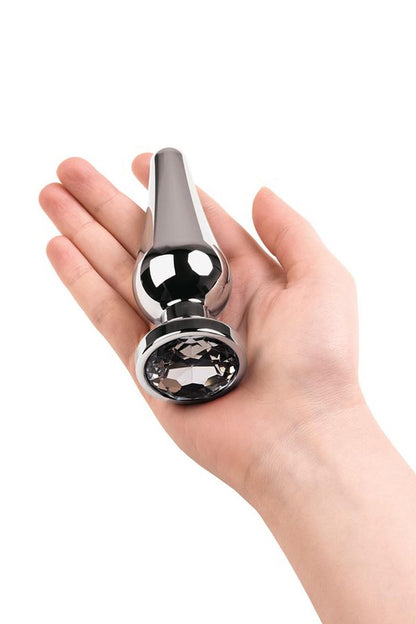 5-Silver anal plug TOYFA Metal with white round-shaped gem, length 9 cm, diameter 1,5-4 cm, weight 205 gr-5