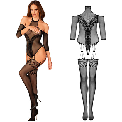 3-Strój erotyczny koronka bodystocking czarne S/M/L-3