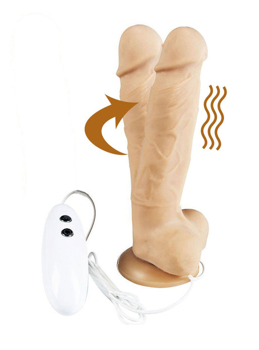 2-Dildo z wibracją rotacją pilot cielisty 18 cm-2