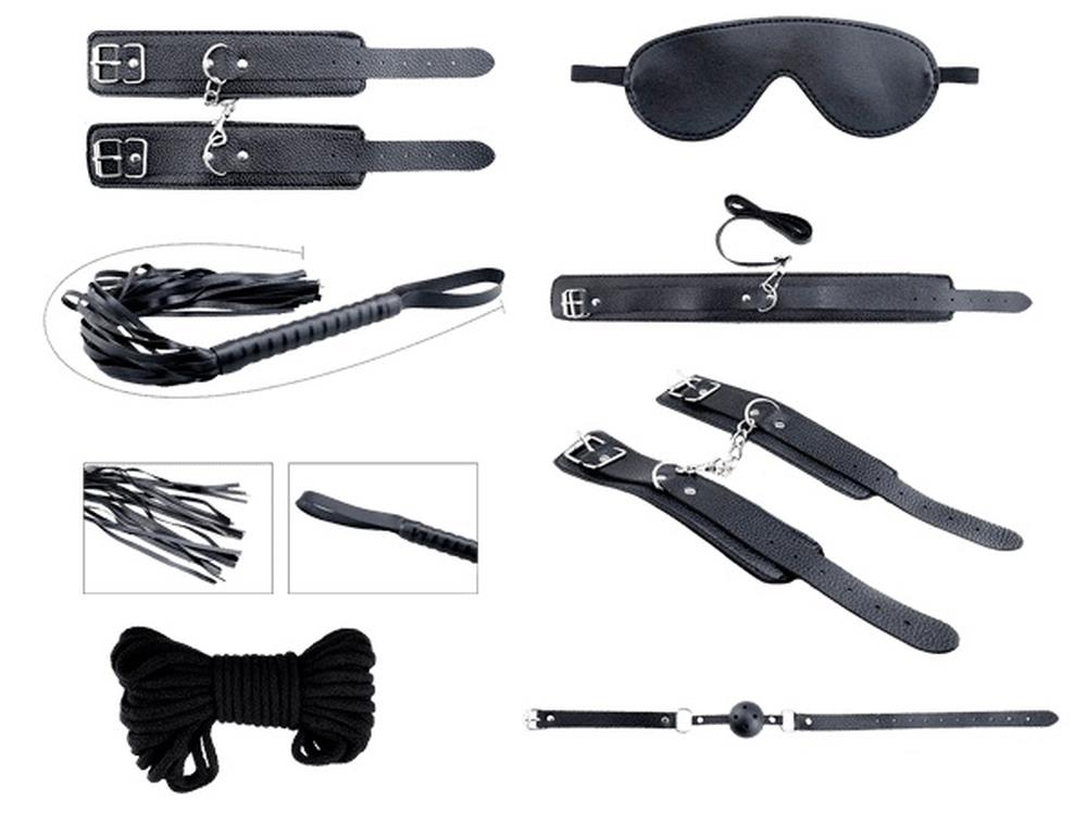 1-Secret Desires Black BDSM Kit 8pcs-1