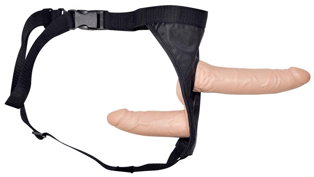 3-Uprząż z podwójnym dildo penisem sex lesbijski-3