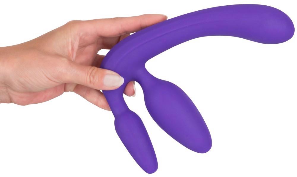 8-Potrójne dildo strap-on penetracja każdej dziurki-8