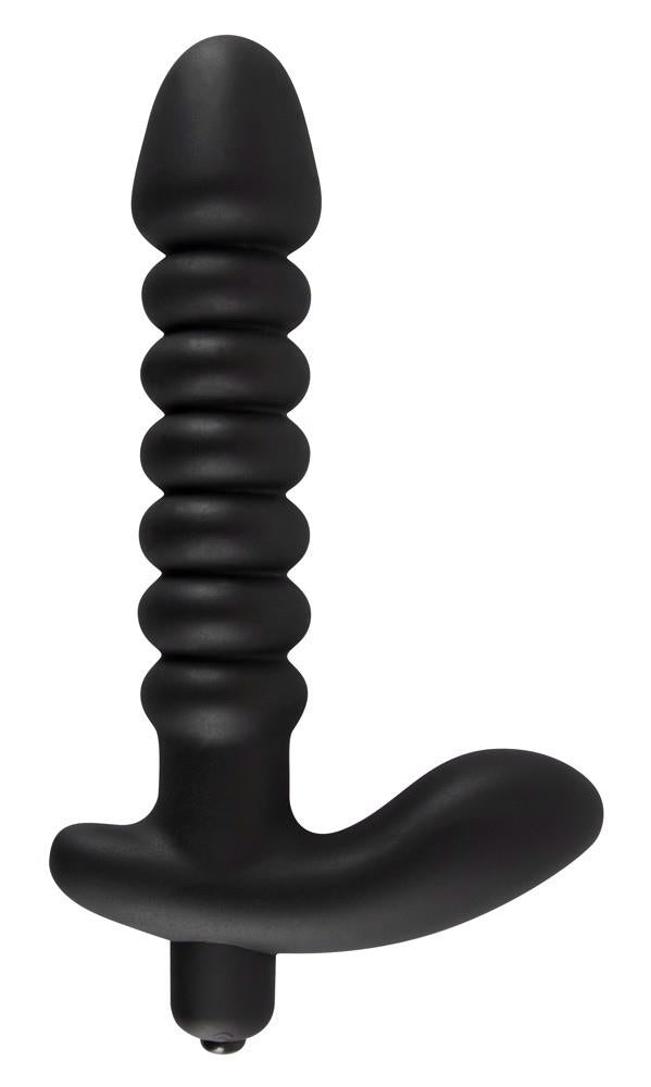 3-Dildo korek analny czarny prążkowany 17 cm-3