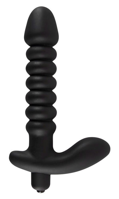3-Dildo korek analny czarny prążkowany 17 cm-3