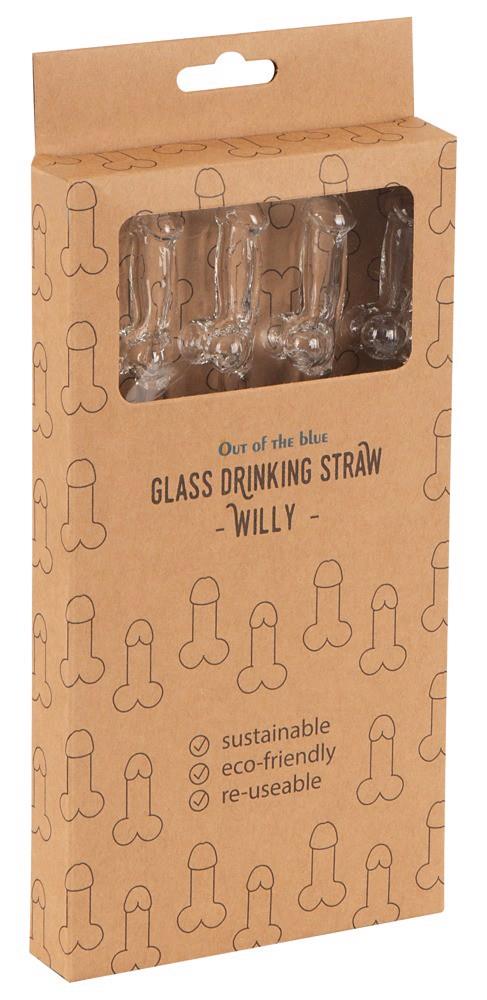 2-Glass Drinking Straw Willy x 4-2