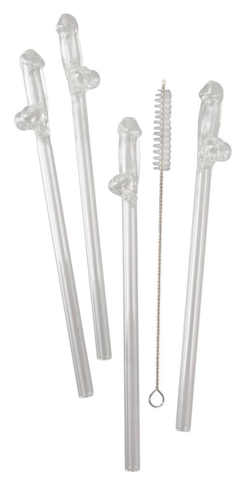 4-Glass Drinking Straw Willy x 4-4
