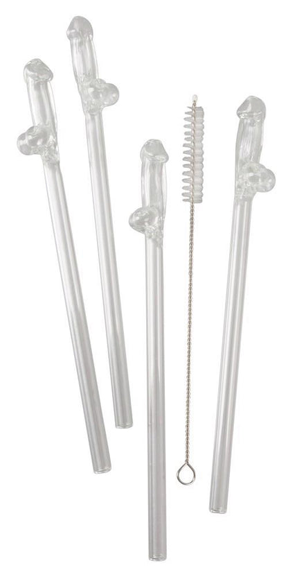 4-Glass Drinking Straw Willy x 4-4