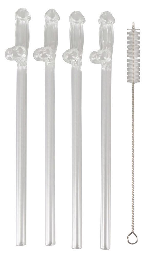 6-Glass Drinking Straw Willy x 4-6