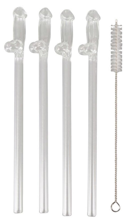 6-Glass Drinking Straw Willy x 4-6