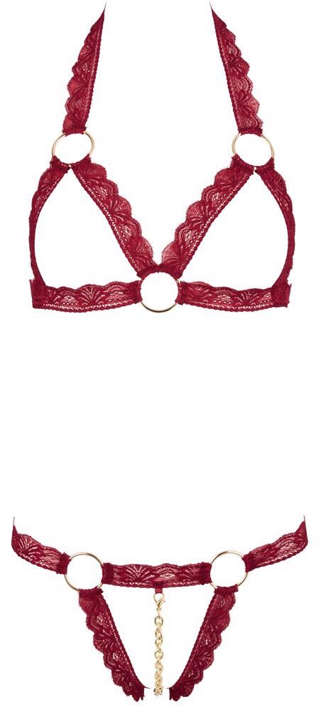 18-Bra Set open red M/L-18