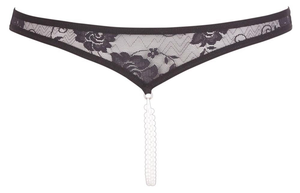 15-Lace String Pearls black S-15