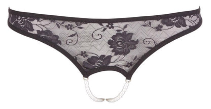 13-Lace String Pearls black L-13