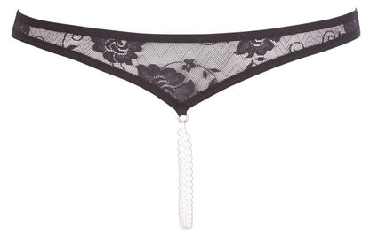 15-Lace String Pearls black L-15