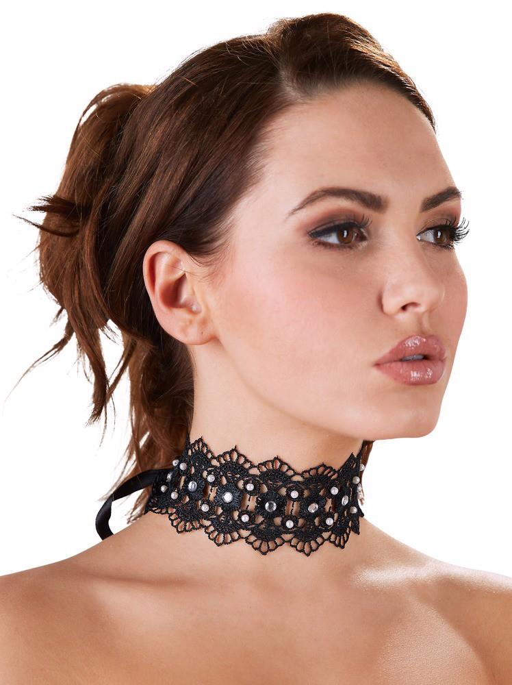 2-Naszyjnik obroża choker haftowany z kamykami-2