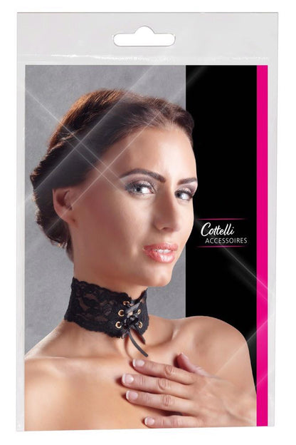 1-Wiązana obroża na szyję wysoka z koronki sex bdsm-1
