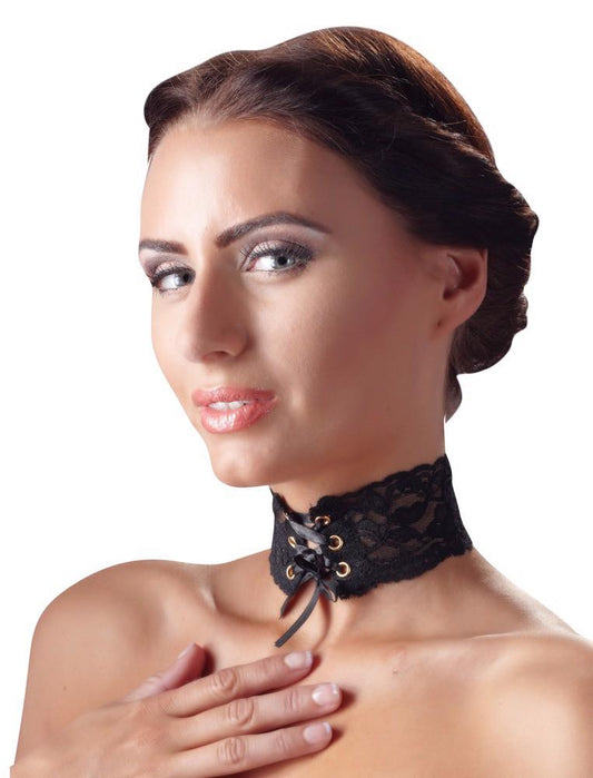 2-Wiązana obroża na szyję wysoka z koronki sex bdsm-2