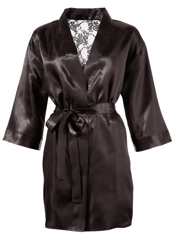 3-Szlafrok satynowy z koronką seksowne kimono L/XL-3