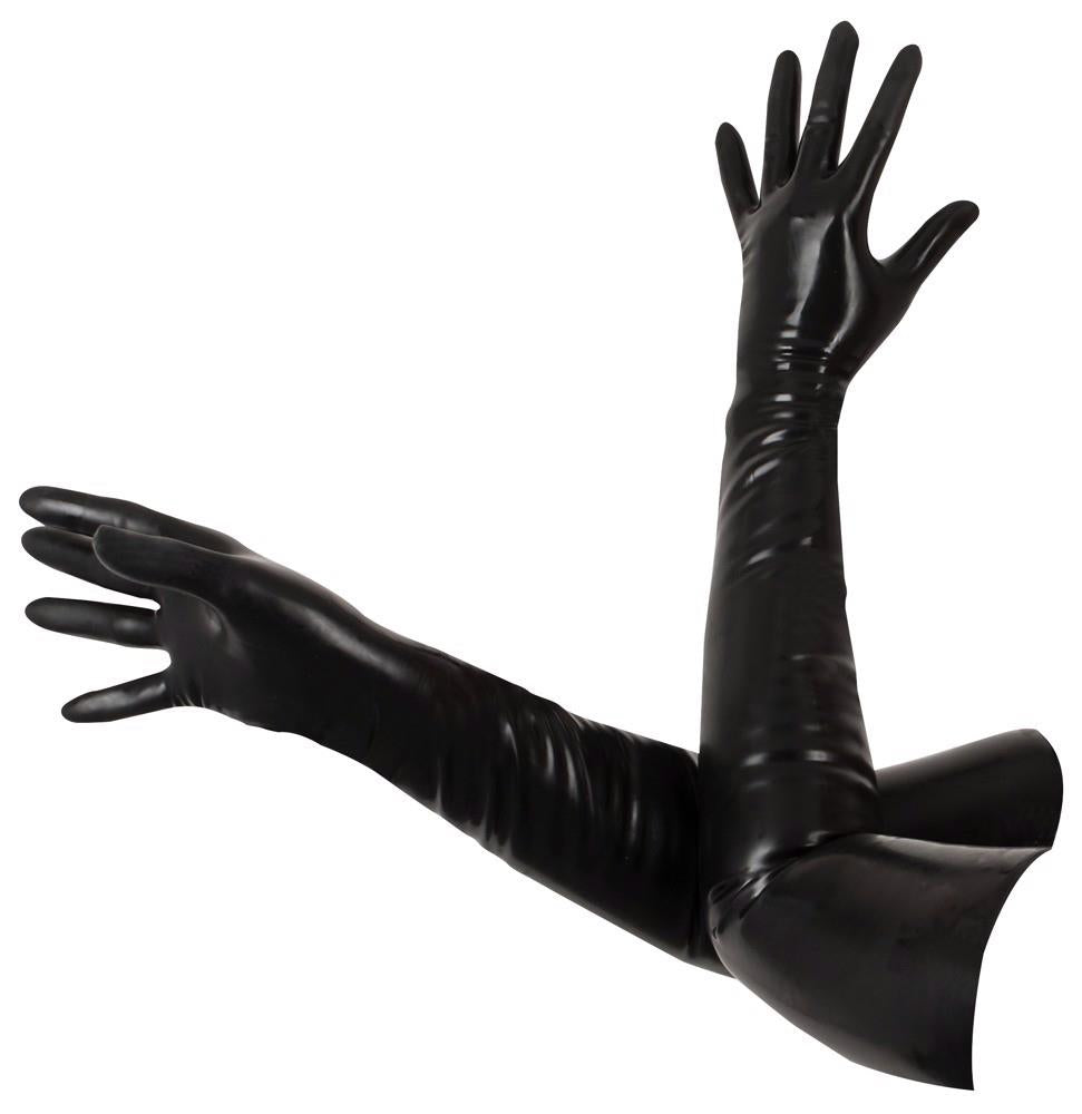 12-Rękawiczki lateksowe długie czarne unisex bdsm sex-12