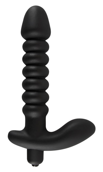 4-Dildo korek analny czarny prążkowany 17 cm-4