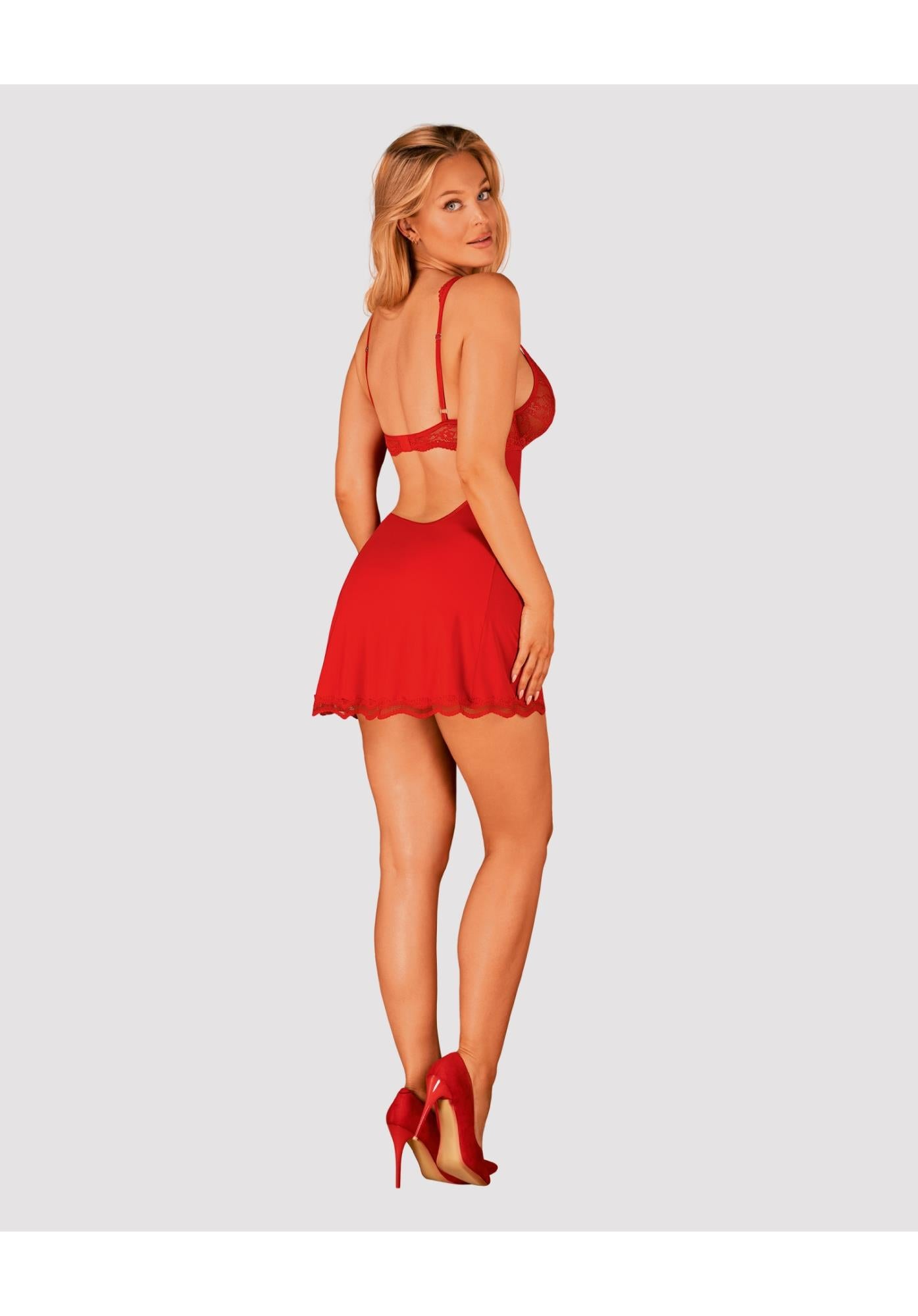 4-Bielizna-Luvae babydoll i stringi czerwona  S/M-4