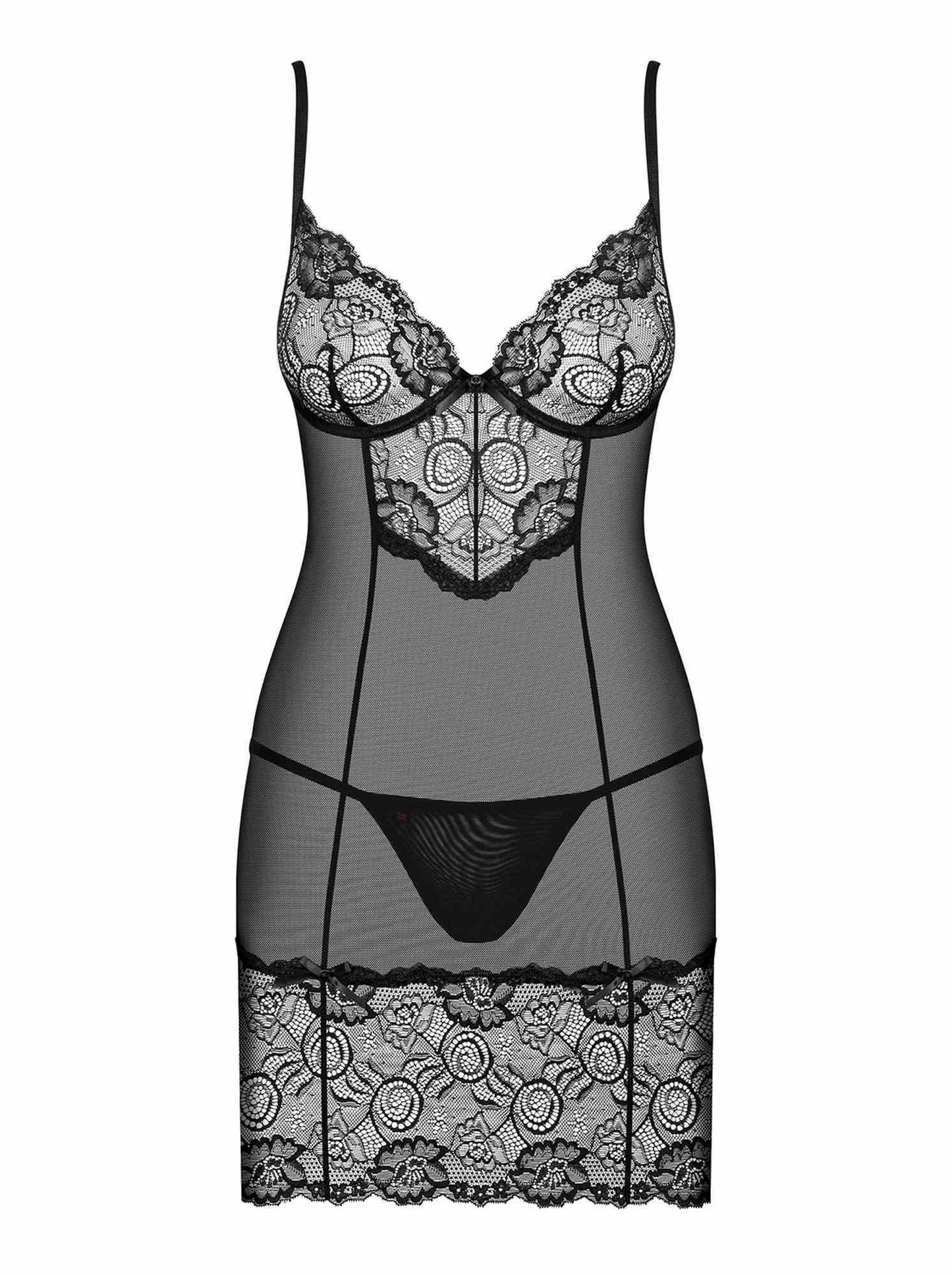 2-Czarna sex koszulka komplet stringi obsessive s/m-2