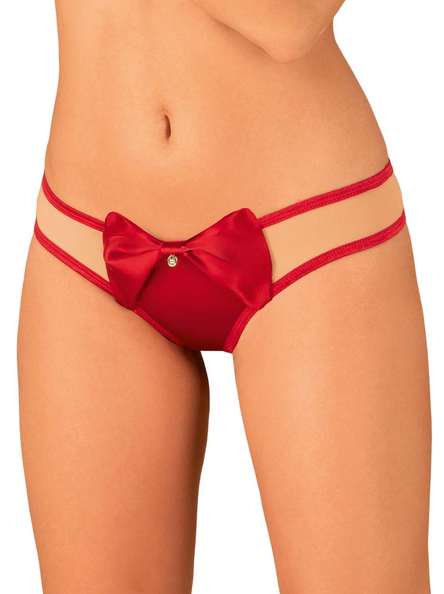 3-Erotyczne stringi z kokardą obsessive rubinesa lxl-3
