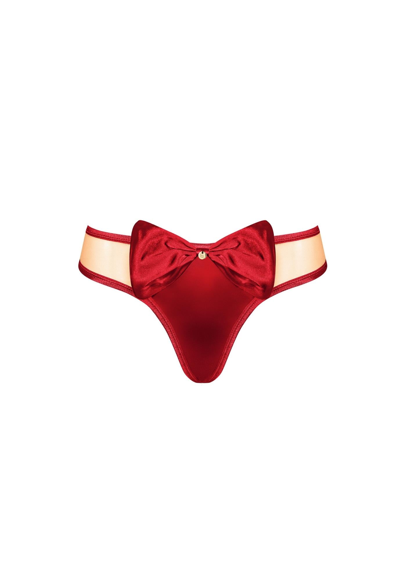 7-Erotyczne stringi z kokardą obsessive rubinesa lxl-7
