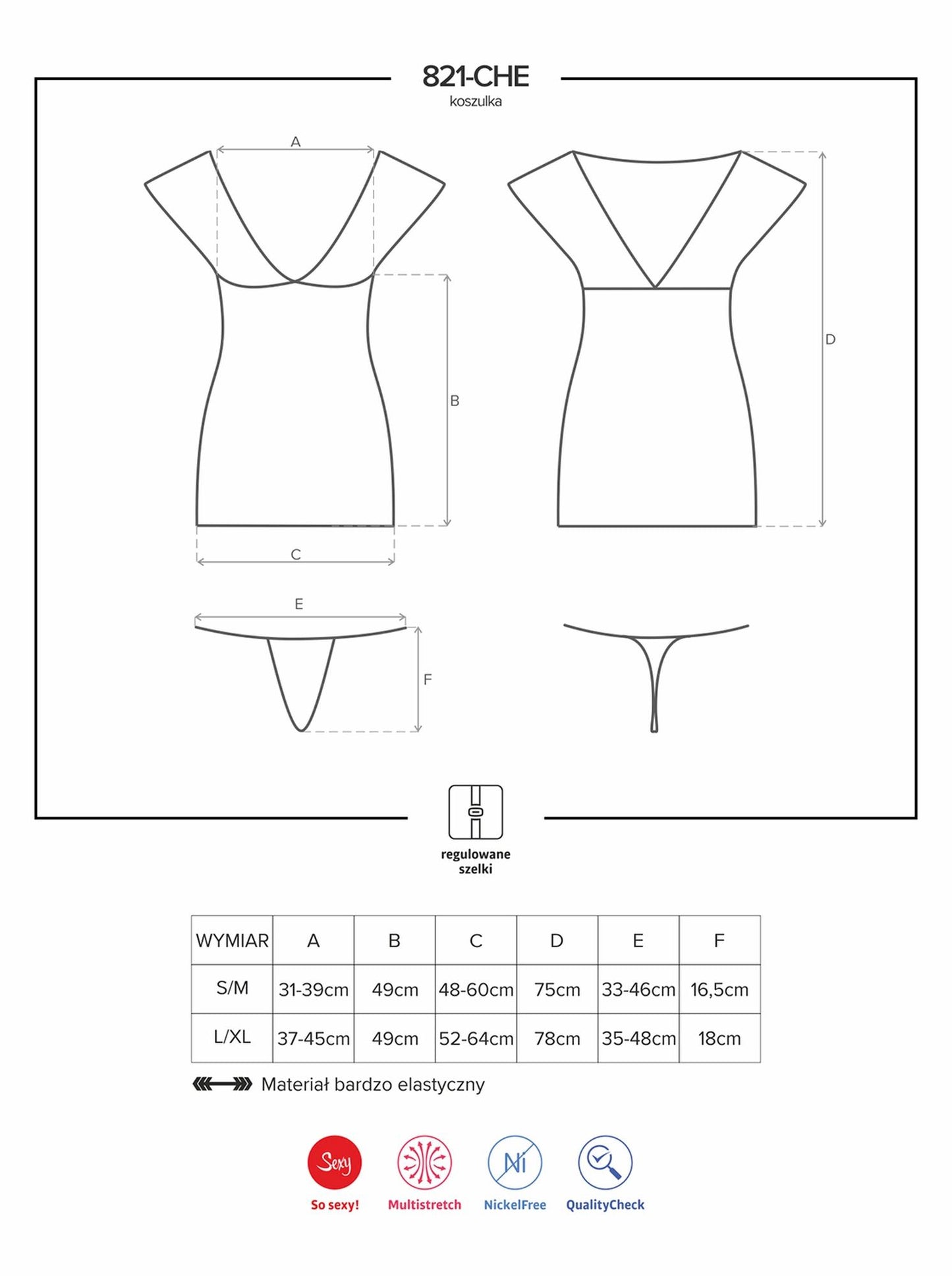 3-Przejrzysta koszulka komplet stringi obsessive lxl-3