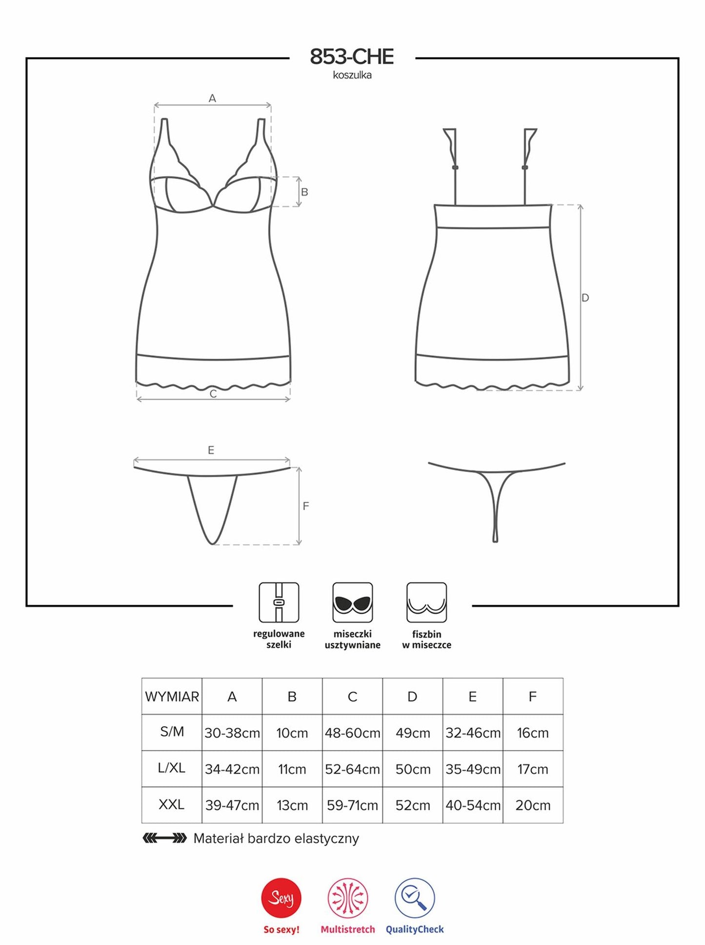 7-Zmysłowy komplet koszulka stringi obsessive l/xl-7