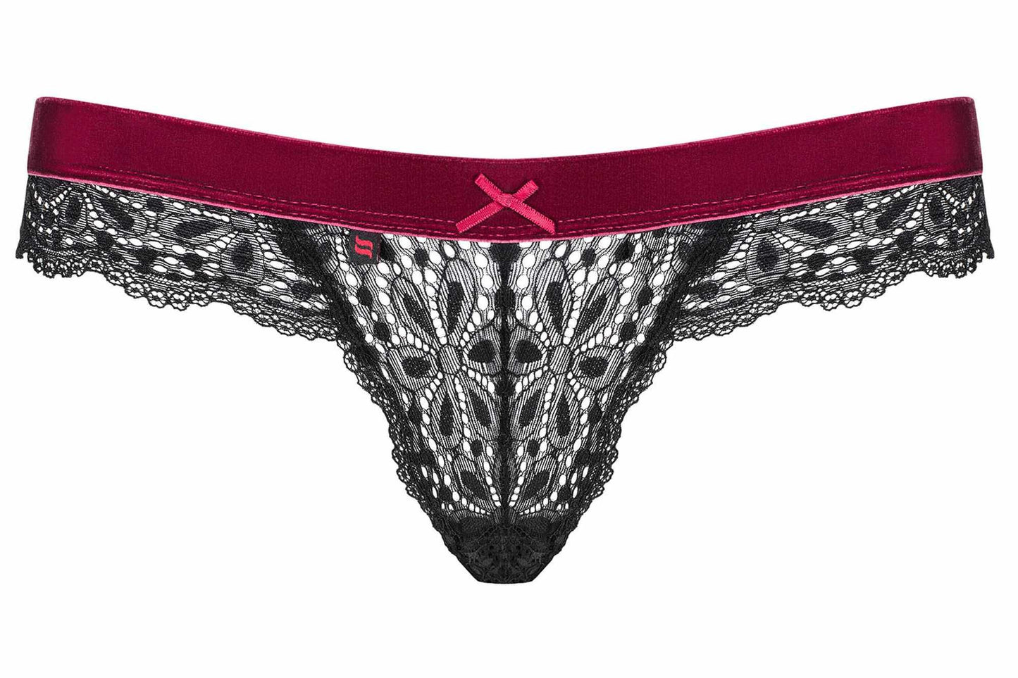 7-Koronkowe stringi majtki czarne bordo rossita l/xl-7