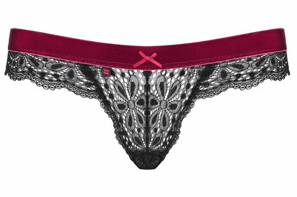 7-Koronkowe stringi majtki czarne bordo rossita l/xl-7