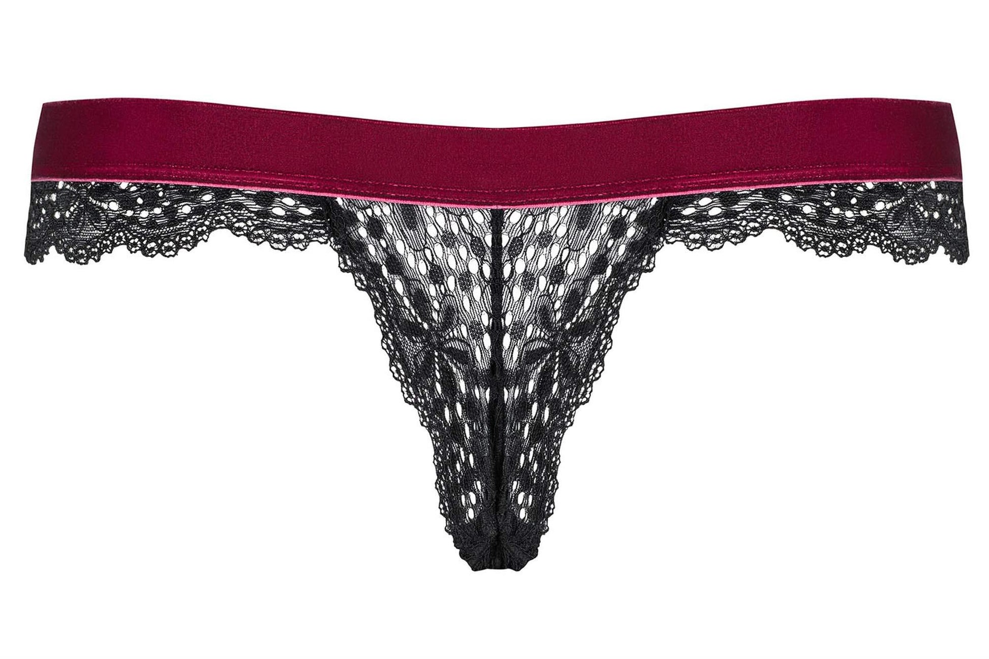 8-Koronkowe stringi majtki czarne bordo rossita l/xl-8