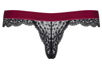 8-Koronkowe stringi majtki czarne bordo rossita l/xl-8