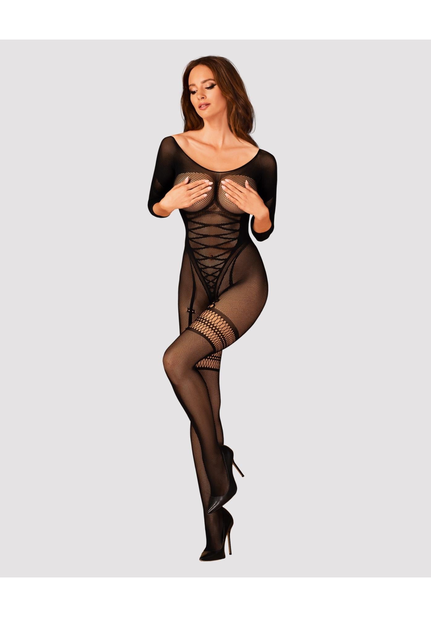 3-Bodystocking otwarty krok siateczkowy wzór XL/XXL-3