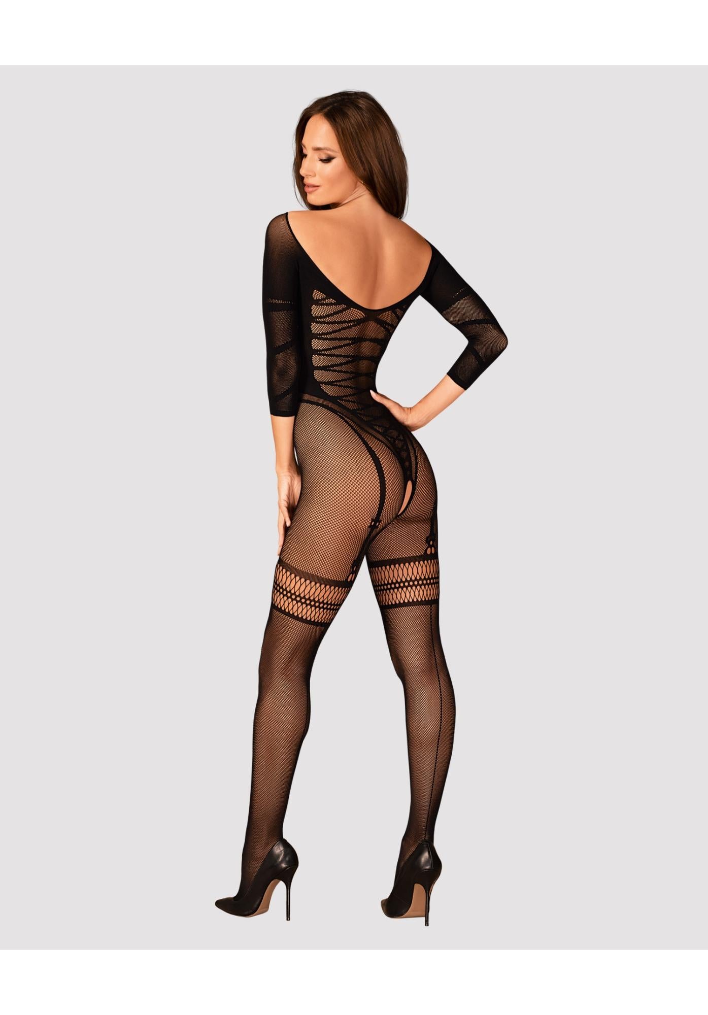 4-Bodystocking otwarty krok siateczkowy wzór XL/XXL-4