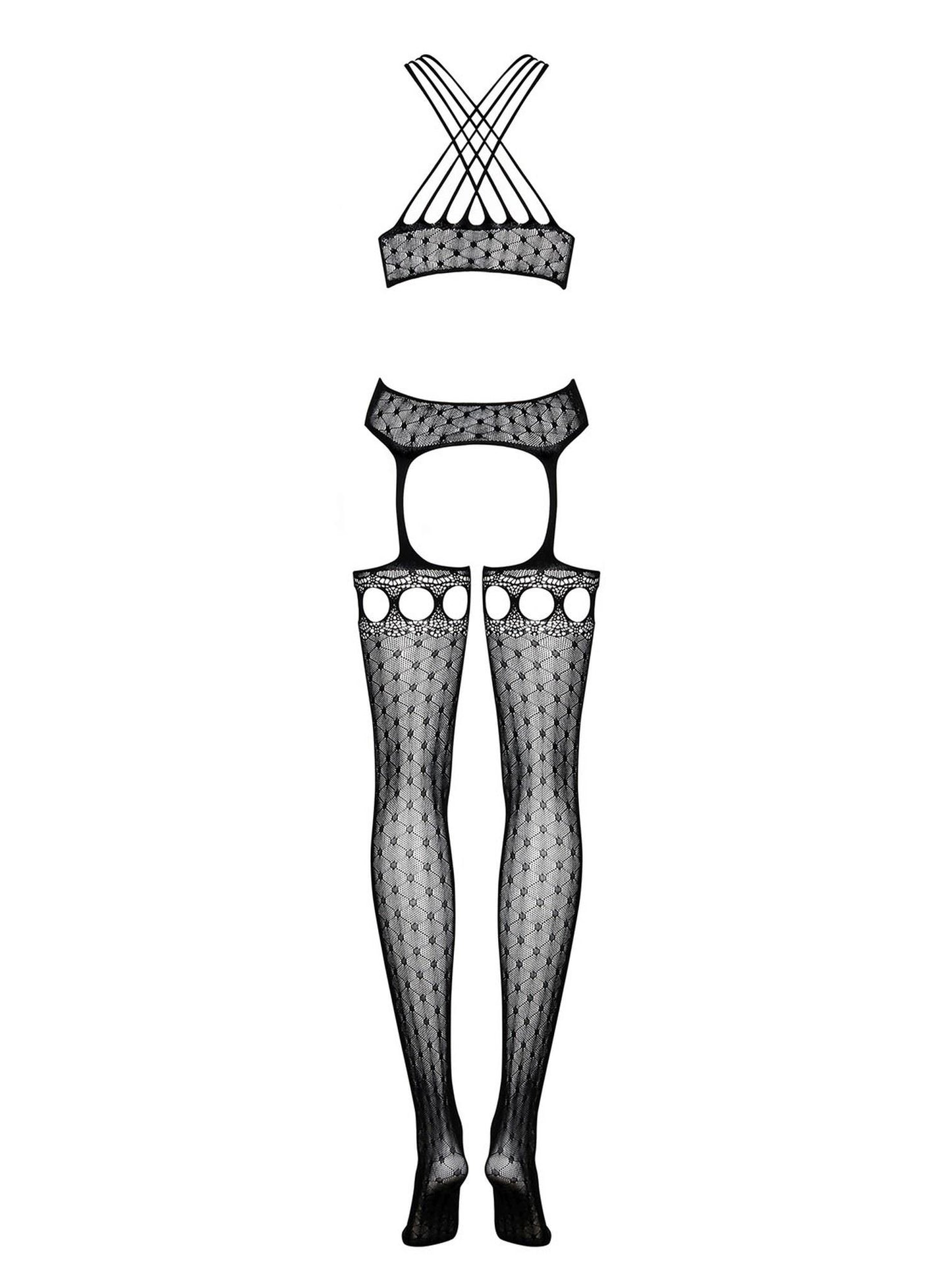 3-Geometryczne bodystocking siateczka obsessive sml-3
