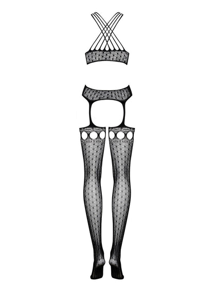 3-Geometryczne bodystocking siateczka obsessive sml-3