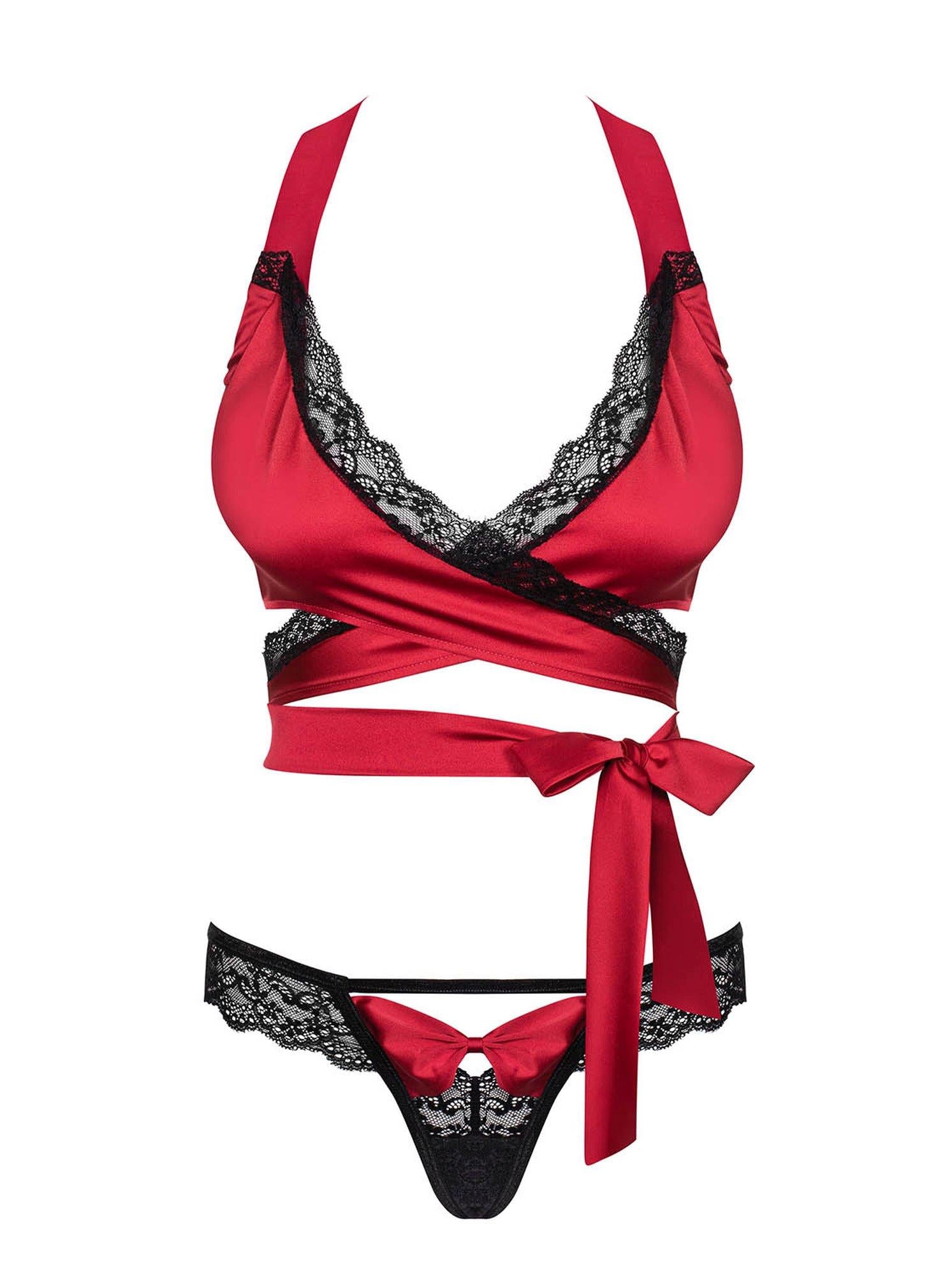 5-Bielizna-Sensuelia komplet 2-częściowy czerwony L/XL-5