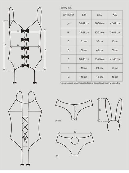 5-Figlarny sex kostium strój króliczek obsessive lxl-5