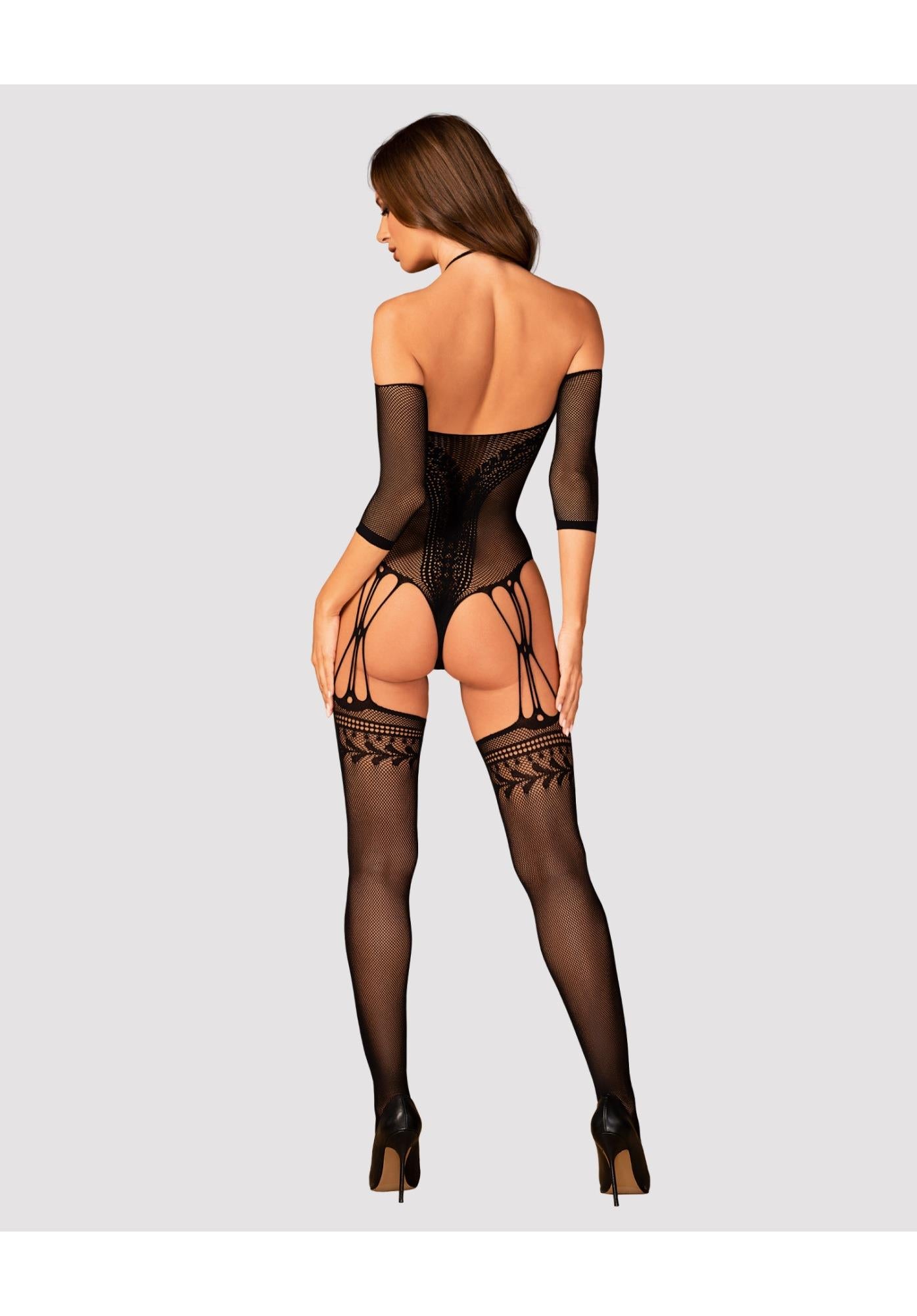 8-Strój erotyczny koronka bodystocking czarne S/M/L-8