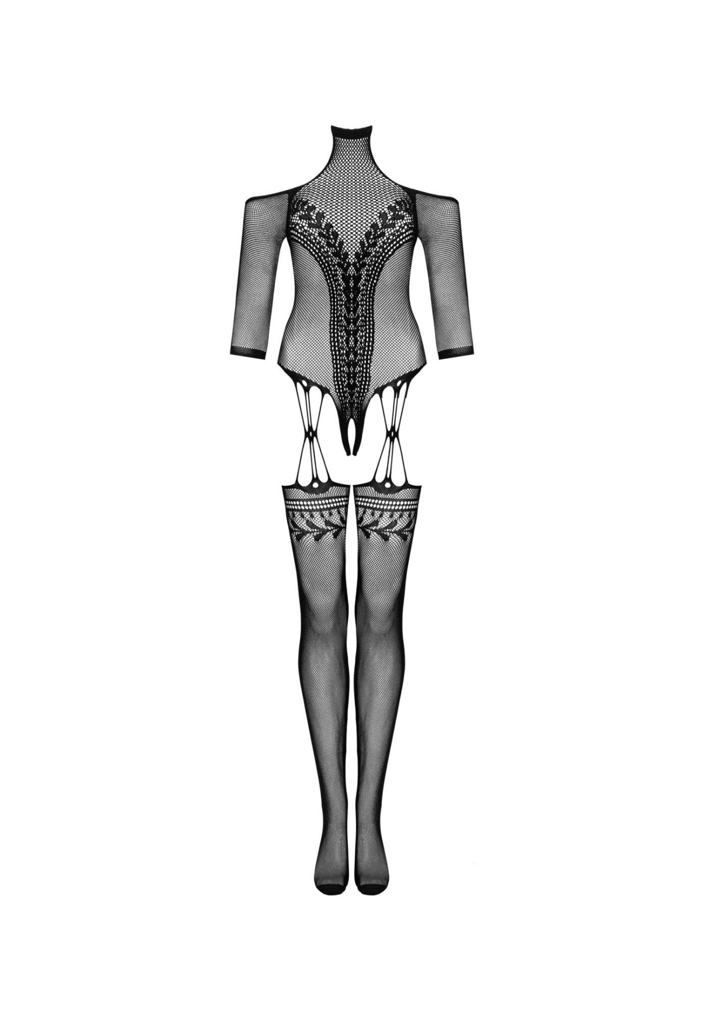 9-Strój erotyczny koronka bodystocking czarne S/M/L-9