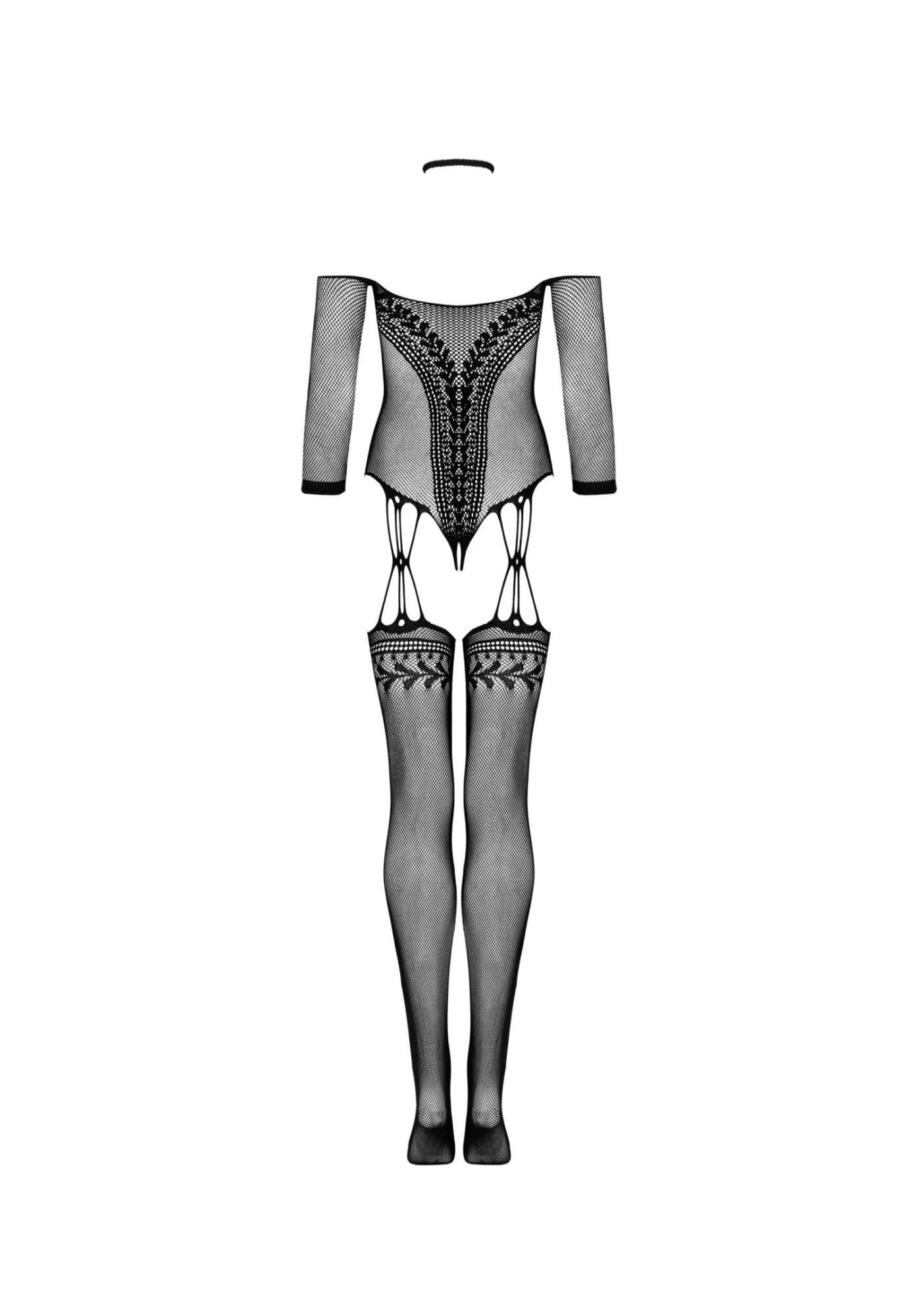 10-Strój erotyczny koronka bodystocking czarne S/M/L-10